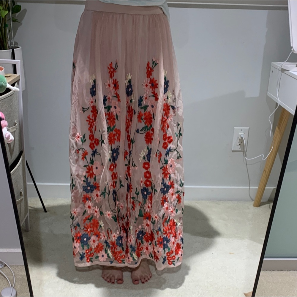 Maje Pink Floral Maxi Skirt - Picture 1 of 8